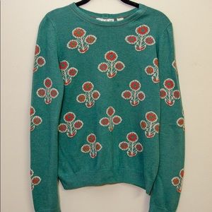 Anthropologie Field Flower button-back sweater
